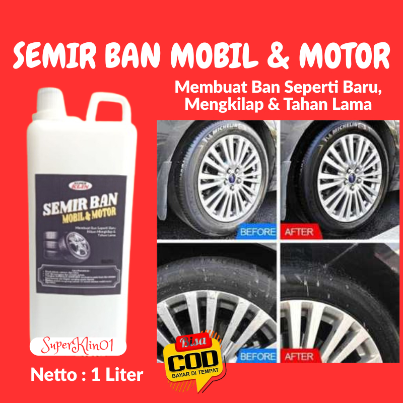 Semir Ban Mobil Tahan Lama 1 Liter Semir Ban Motor Permanen Penghitam Pengkilap Ban Motor