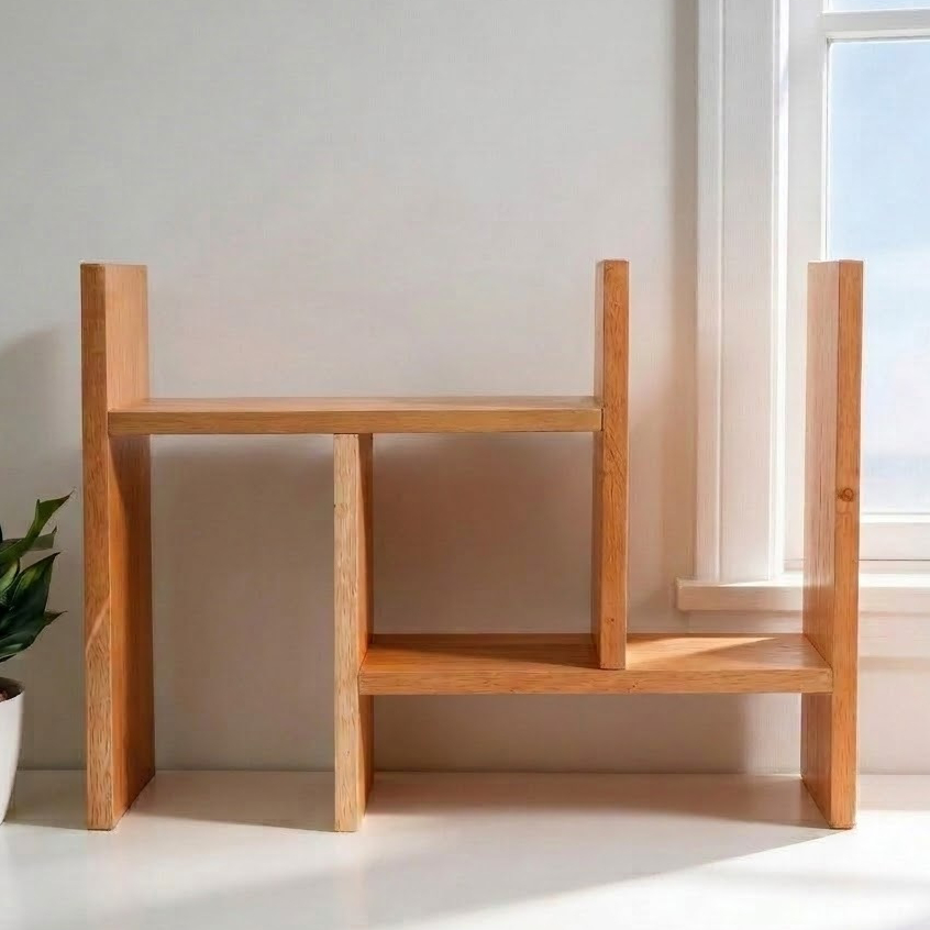 Rak Meja Belajar Rak Kayu Pinus Tempat Buku Alat Tulis Aesthetic Serbaguna