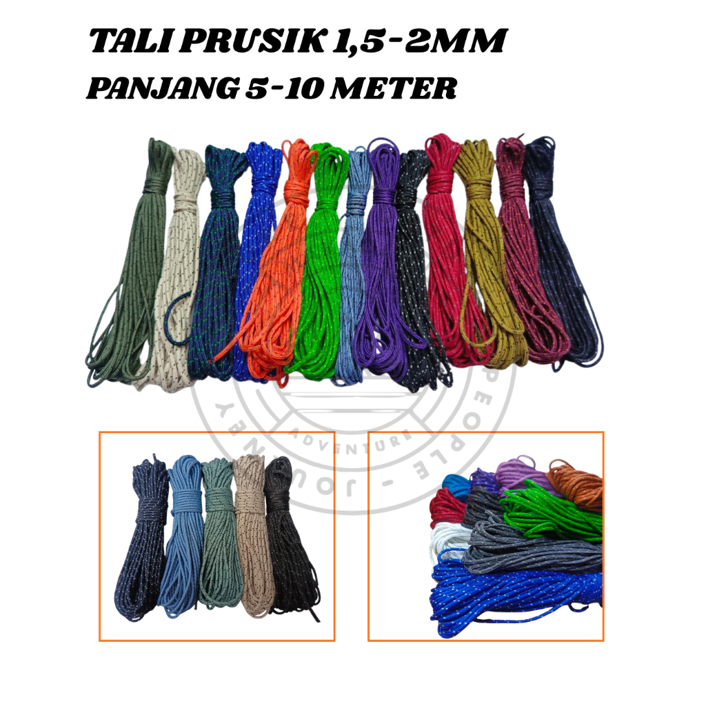 Tali Prusik Motif Bintik Tali Prusik 1,5mm 2mm Gelang Gunung panjang 5 meter 10 meter