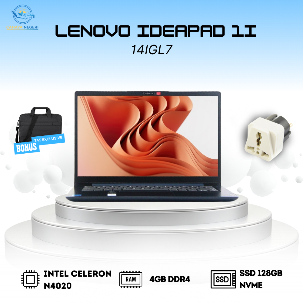 PROMO LAPTOP Lenovo Ideapad 1i 14IGL7 RAM 4GB Hdd 128GB EMMC WINDOWS 11 ORIGINAL FREE TAS + INSTALL 