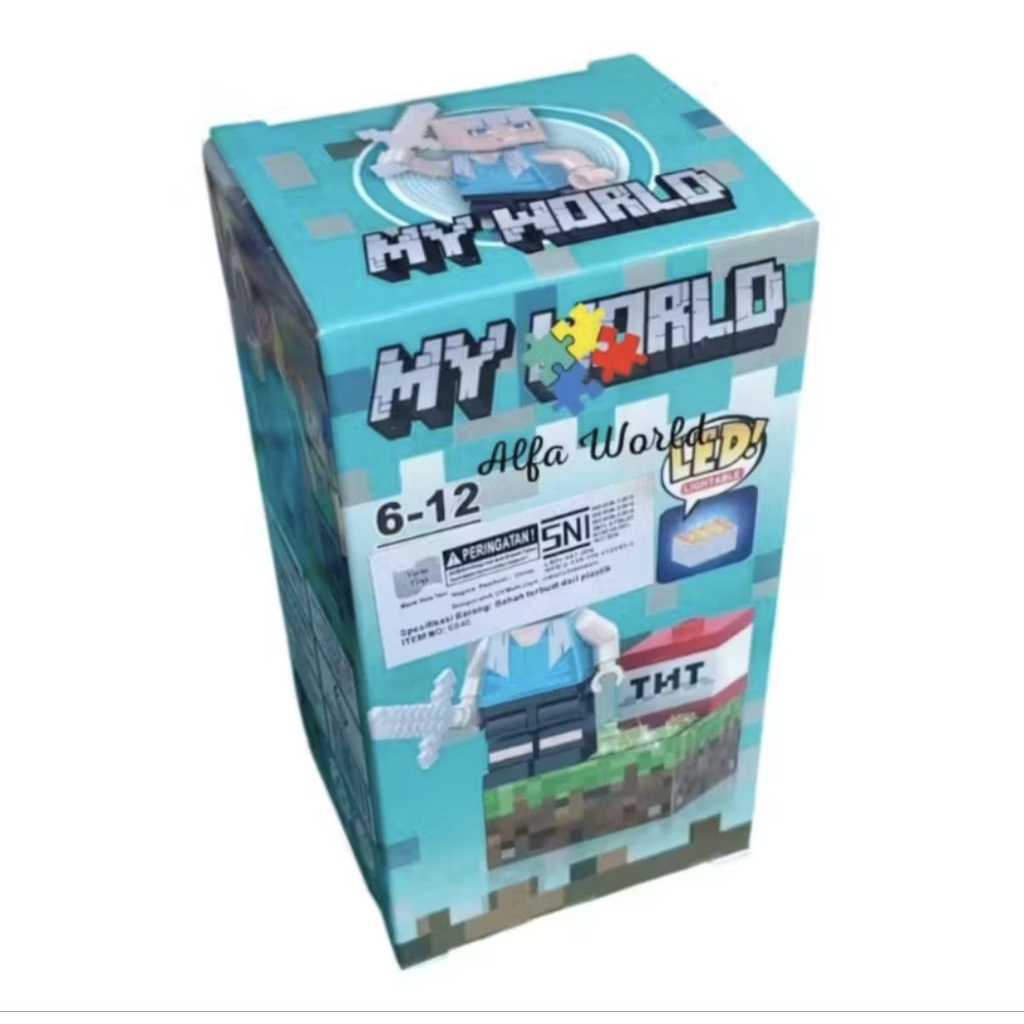 Mainan Anak My World TNT LED Karakter Pixel Block Brick DIY Toys 8 Varian