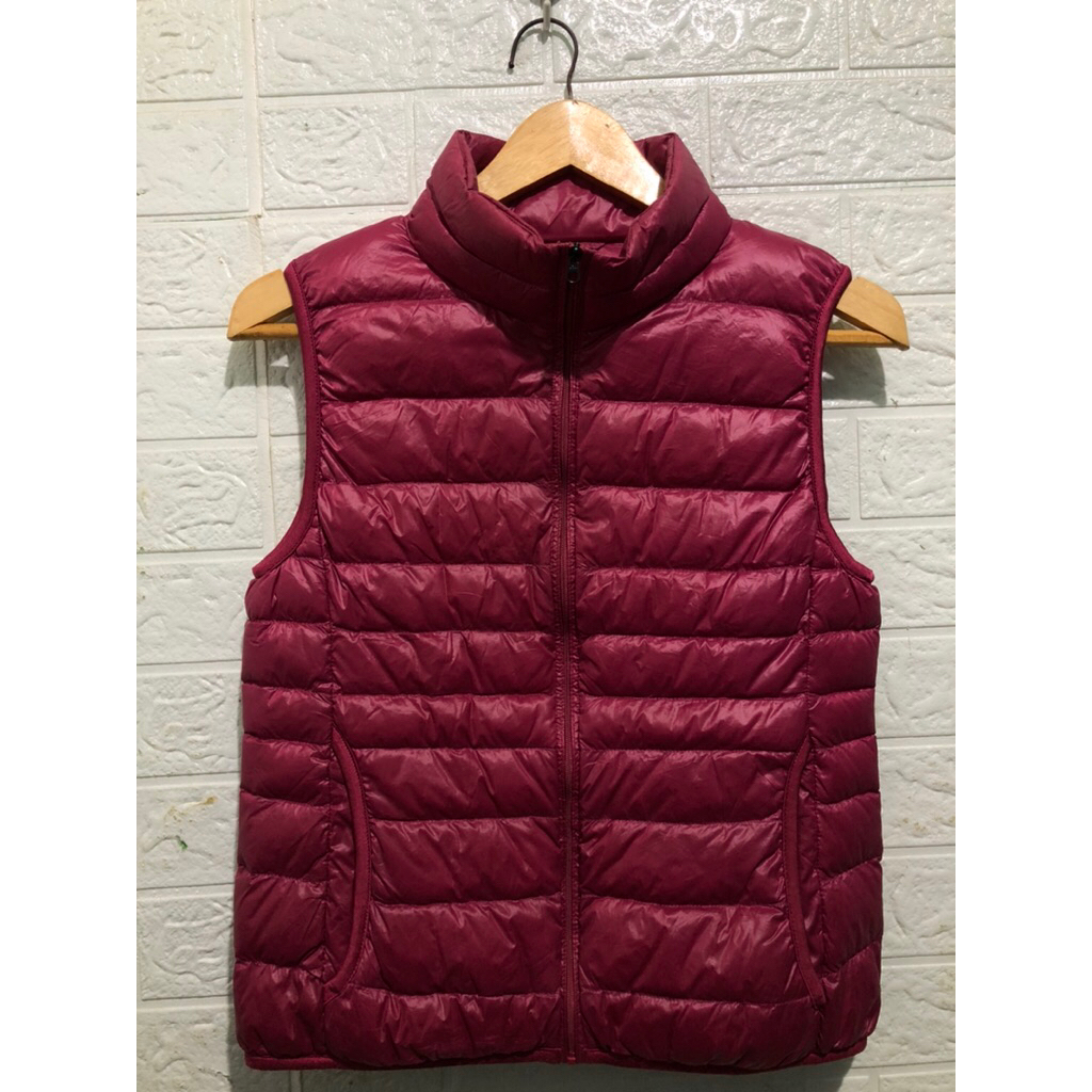 UNIQLO ultralight down vest long neck pink magenta