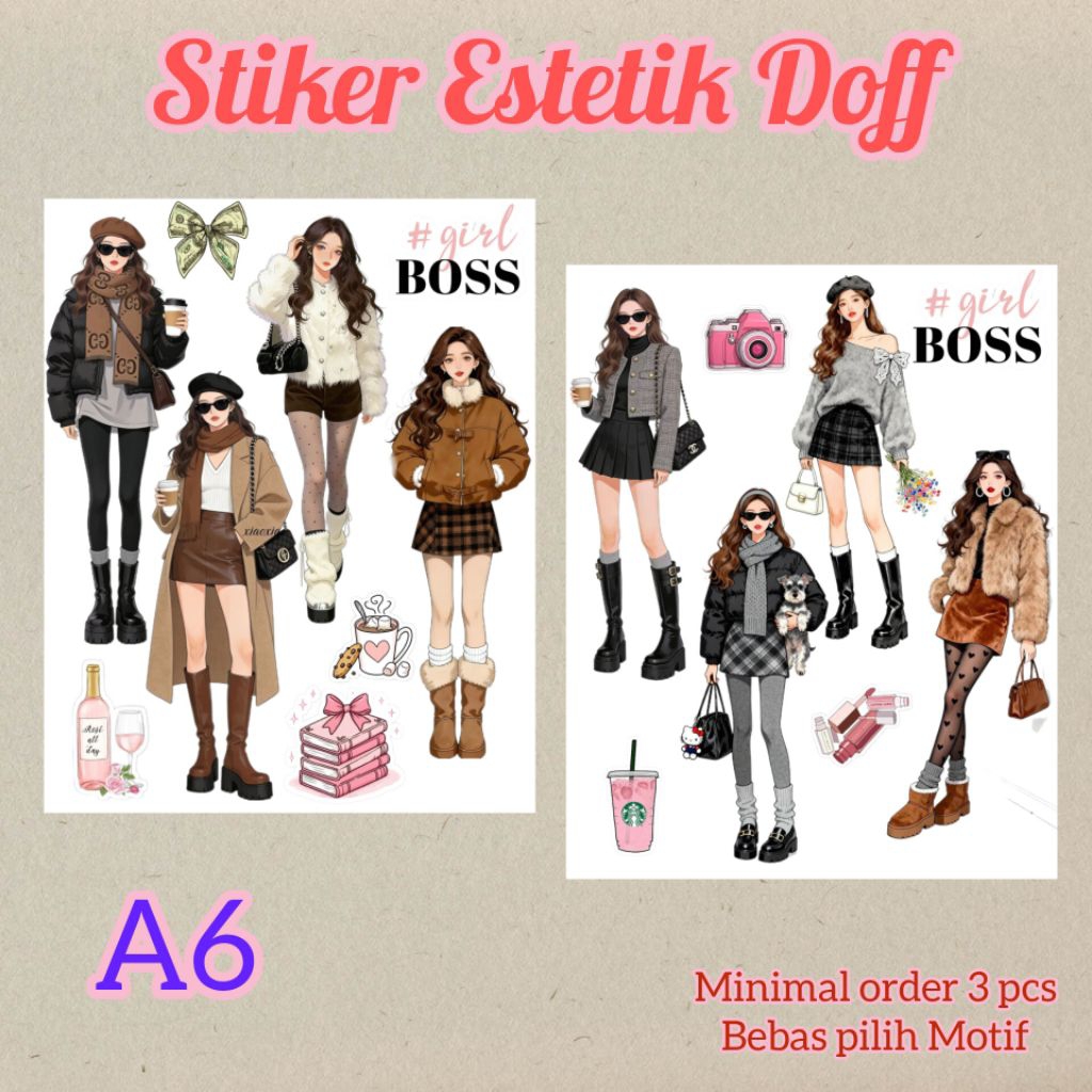 Stiker Jurnal A6 Lucu Ditempel dibuku Harian Jurnal Belum Di Potong Stiker Doff Estetik