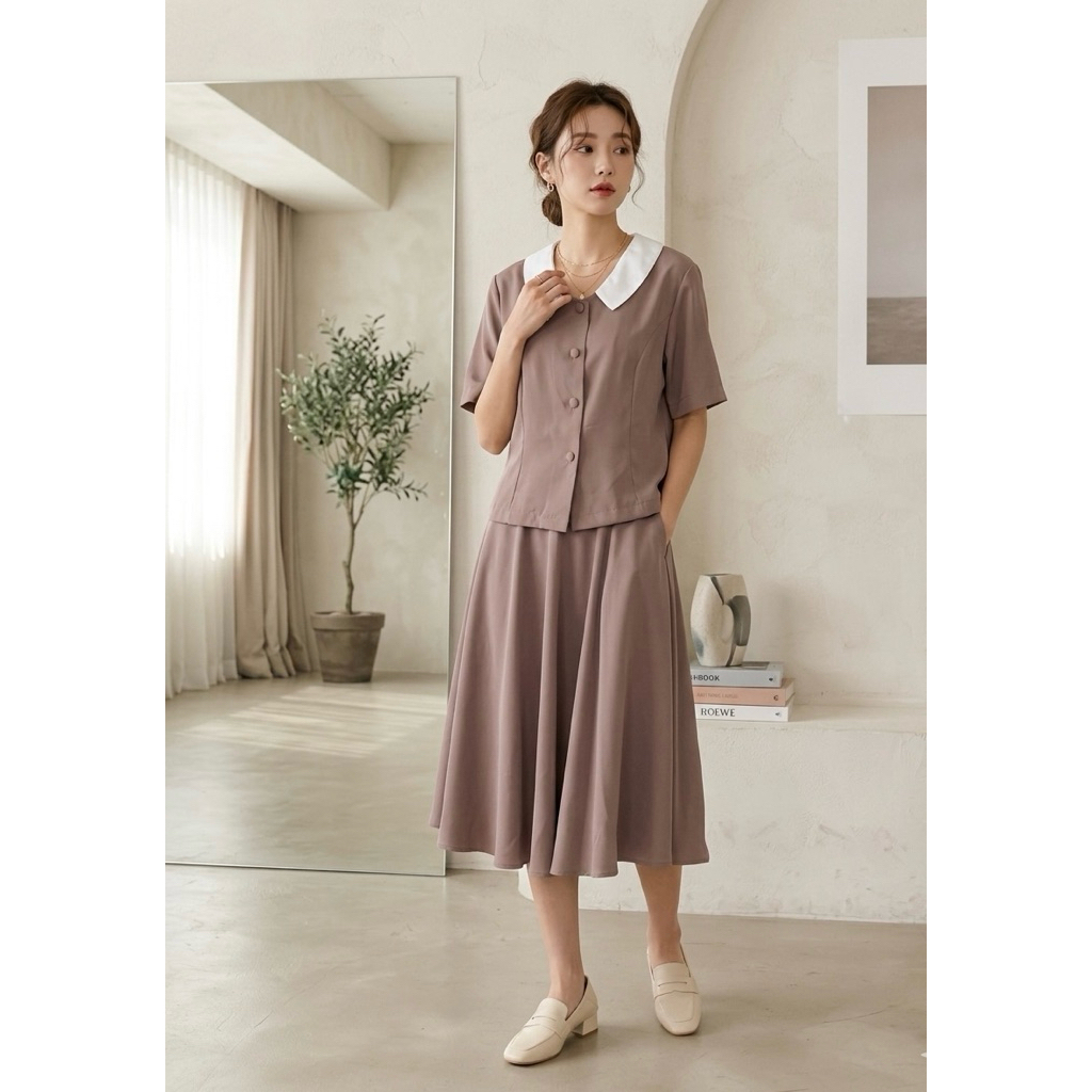 [ZL Atelier] Andivia one set| one set wanita terkini/one set korean style/one set casual style/blaze