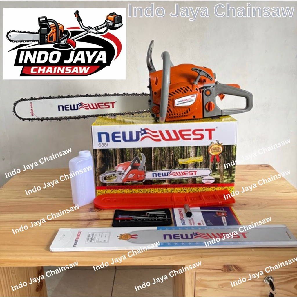 Mesin Chainsaw Senso Gergaji Mesin NEW WEST 688 i NW 688 i Bar 22 Inch FULLSET LENGKAP ORIGINAL