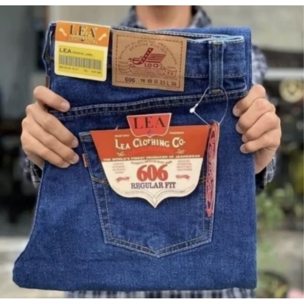 Celana Jeans Panjang Pria premium LEA 606 Standar Reguler Basic Original Hight Quality Size 27 - 44