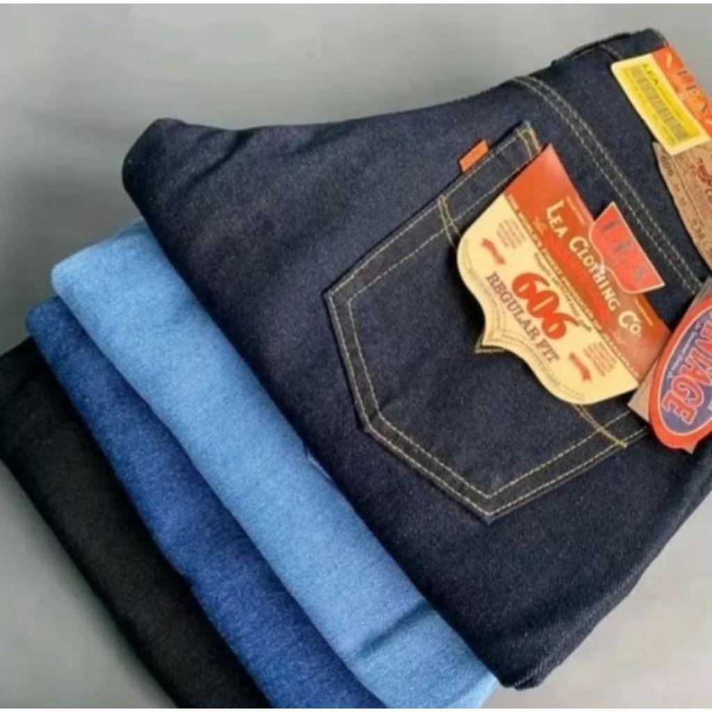 Celana Jeans Panjang Pria LEA 606 Standar Reguler Basic Original Hight Quality Size 27 - 44