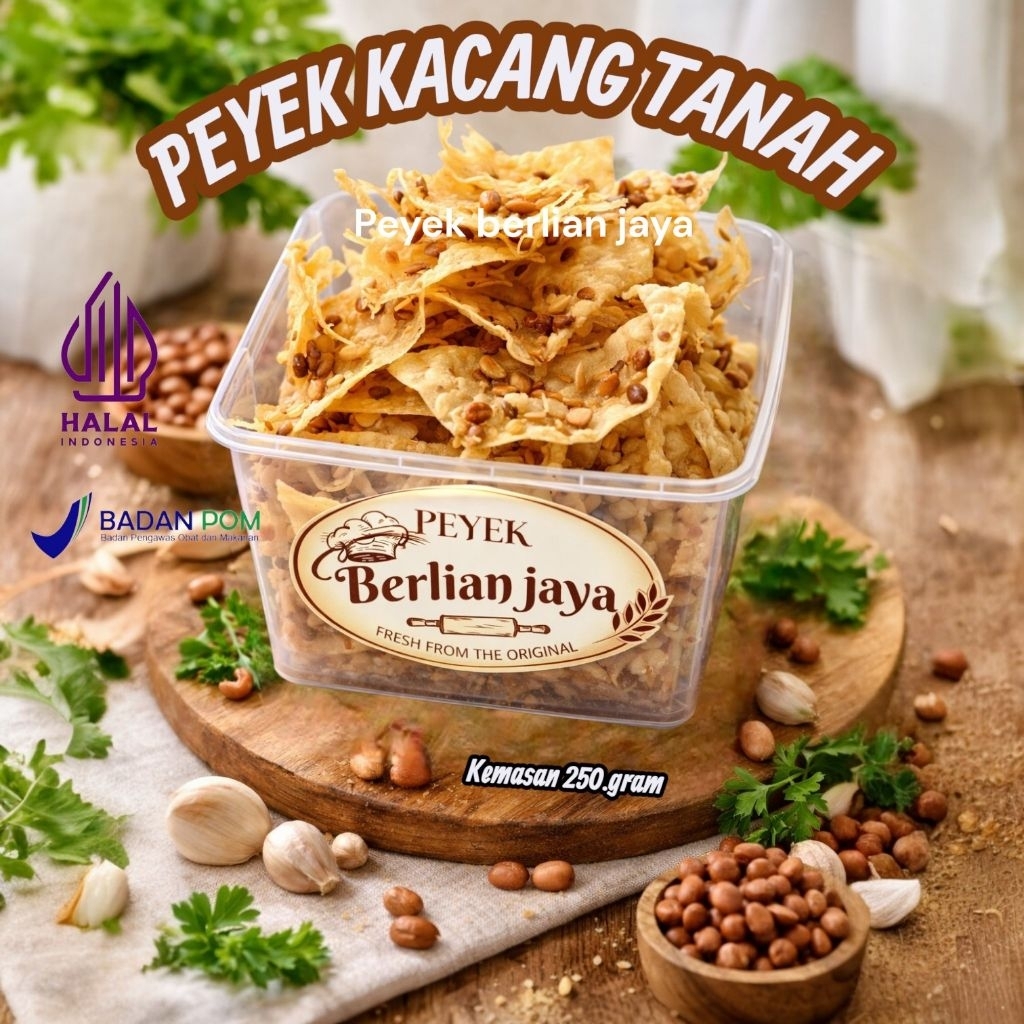 peyek kacang tanah kemasan kotak 3000ml 250 gram - rempeyek kacang tanah - peyek berlian jaya