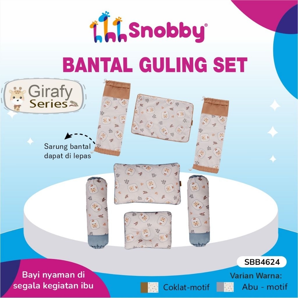 Snobby Girafy Series Bantal Guling Bayi Set - Dapat 2 Bantal Bayi & 2 Guling Bayi