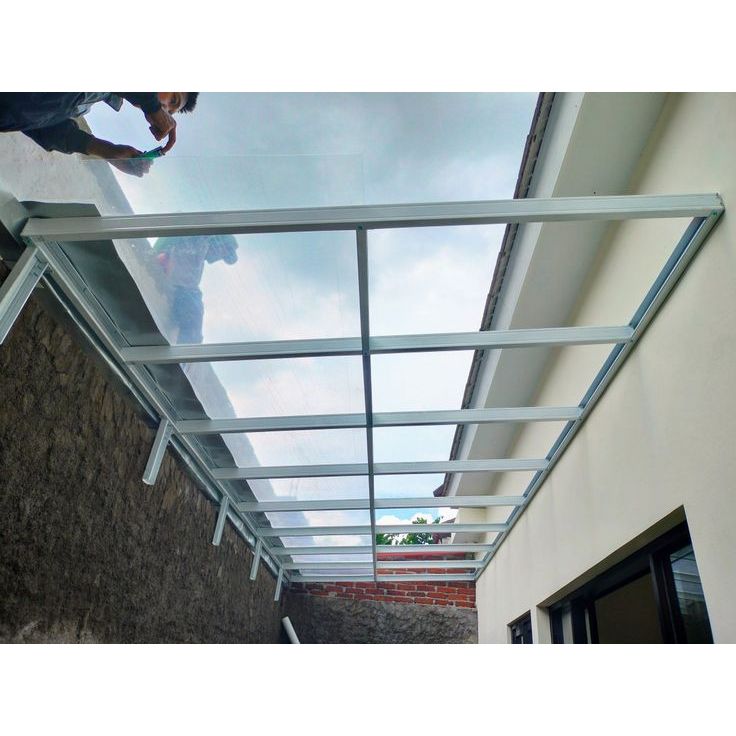 kanopi sleding skylight atap solarflat warna putih besi galvanis kokoh murah