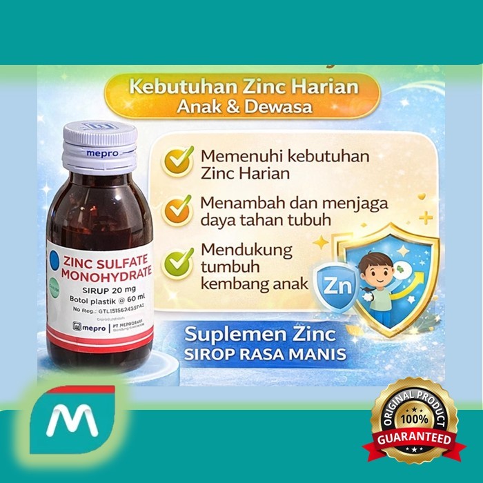 ZINC SULFATE 20 MG/5 ML SIRUP 60 ML - PELENGKAP PENGOBATAN DIARE ANAK