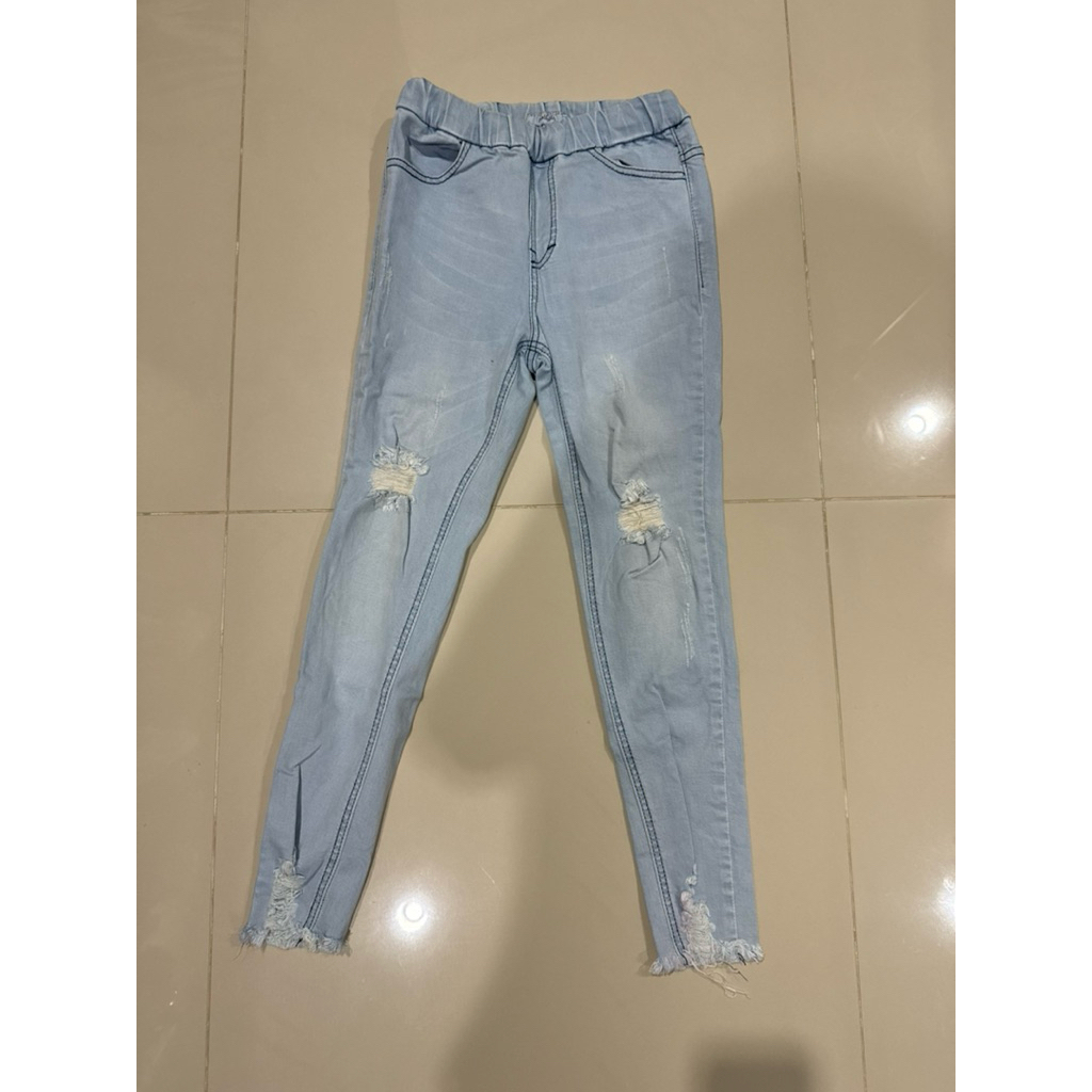 Preloved Ripped Jeans Legging Hellolilo Light Denim