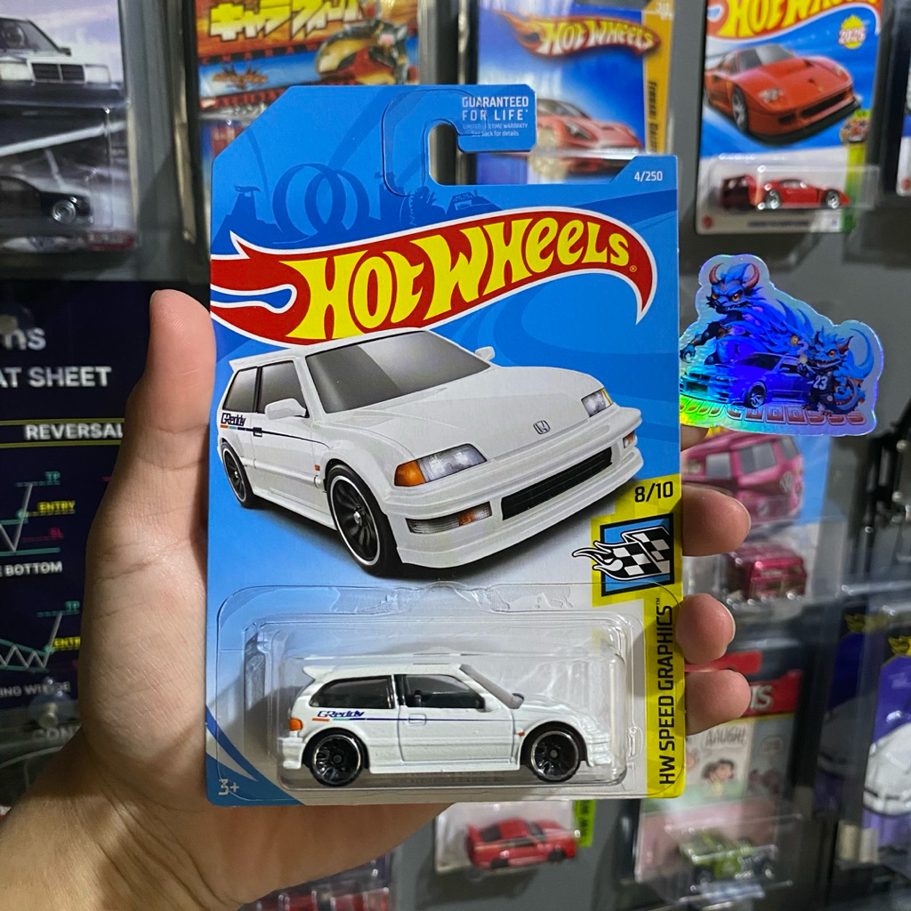 HOT WHEELS HONDA CIVIC EF WHITE GREDDY CARD INTERNASIONAL