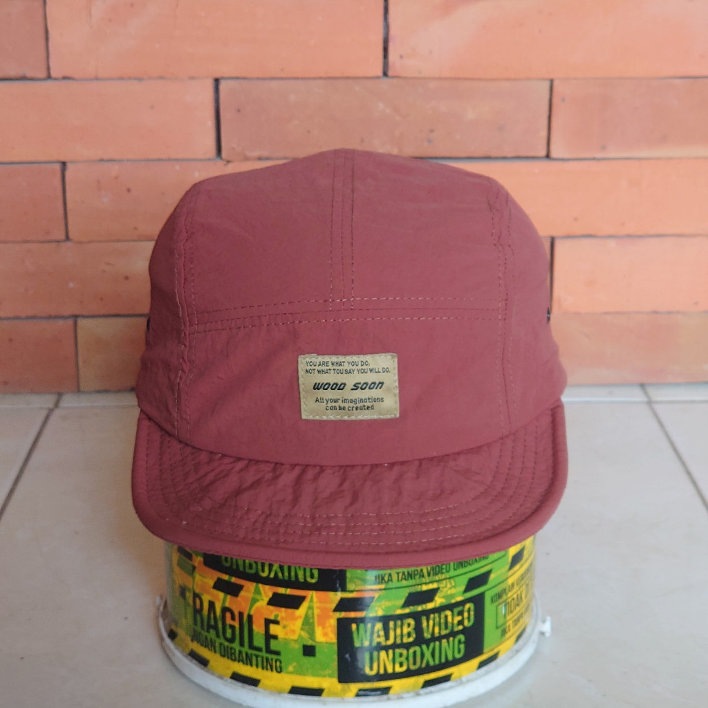 TOPI SEPEDA 5 PANEL VISOR PENDEK WOOD SOON ORIGINAL