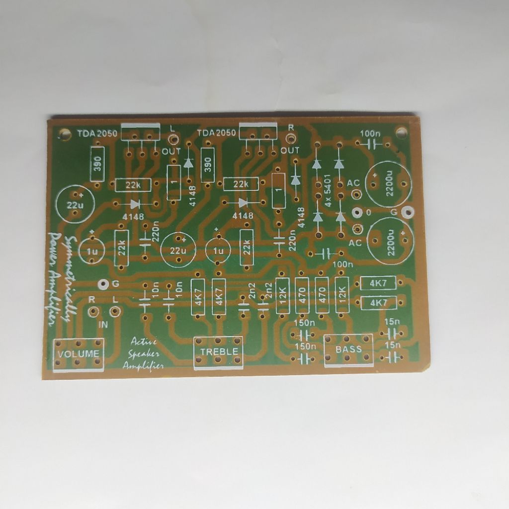 PCB Amplifier Stereo Active TDA2050 + Power Supply + Tone Control Pasif