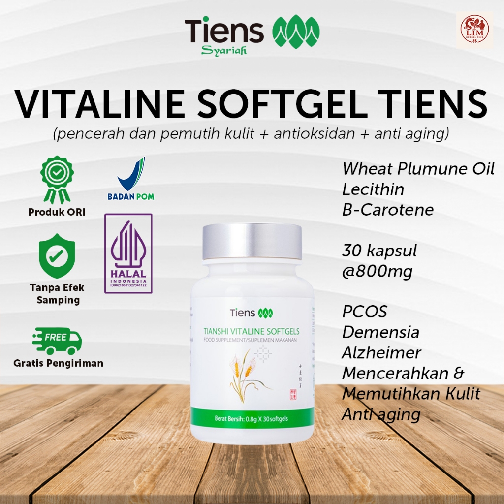 VITALINE SOFTGEL TIENS isi 30 kapsul Mencerahkan Kulit Anti Aging Flek Hitam Kusam Bekas Jerawat Ale