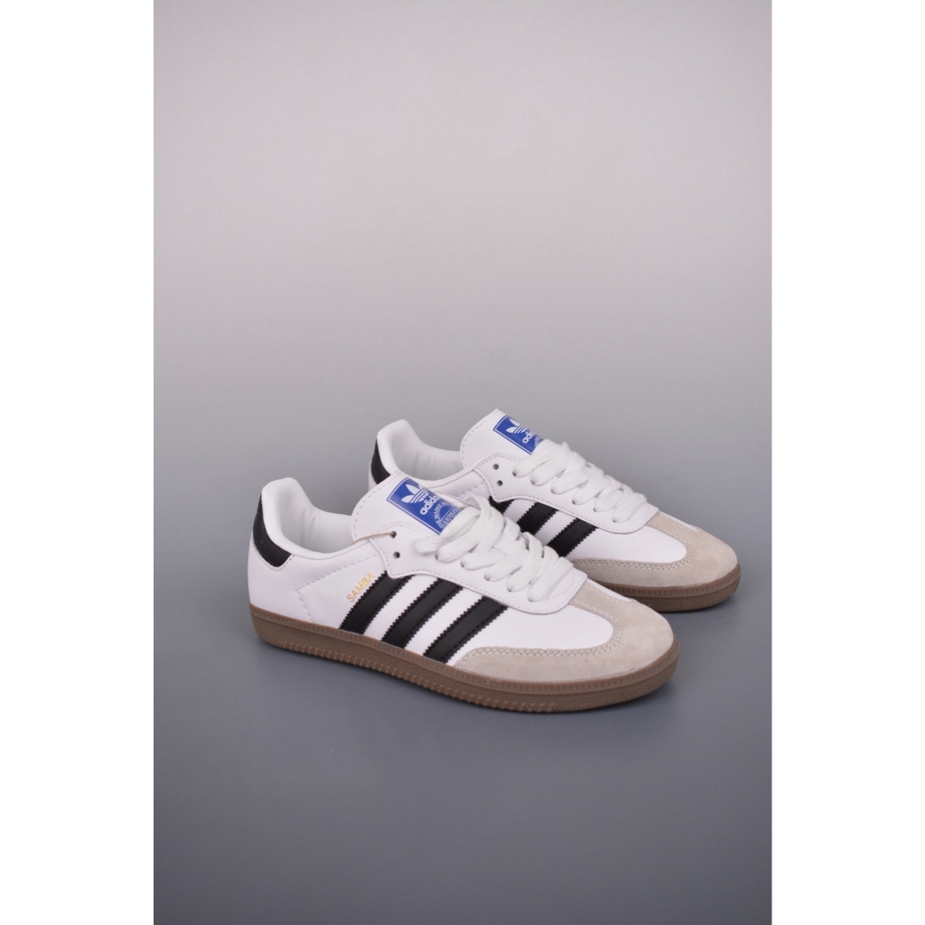 Sepatu kasual seri Adidas SAMBAOG, sepatu skate pria dan wanita, sepatu latihan Jerman, Samba hitam,