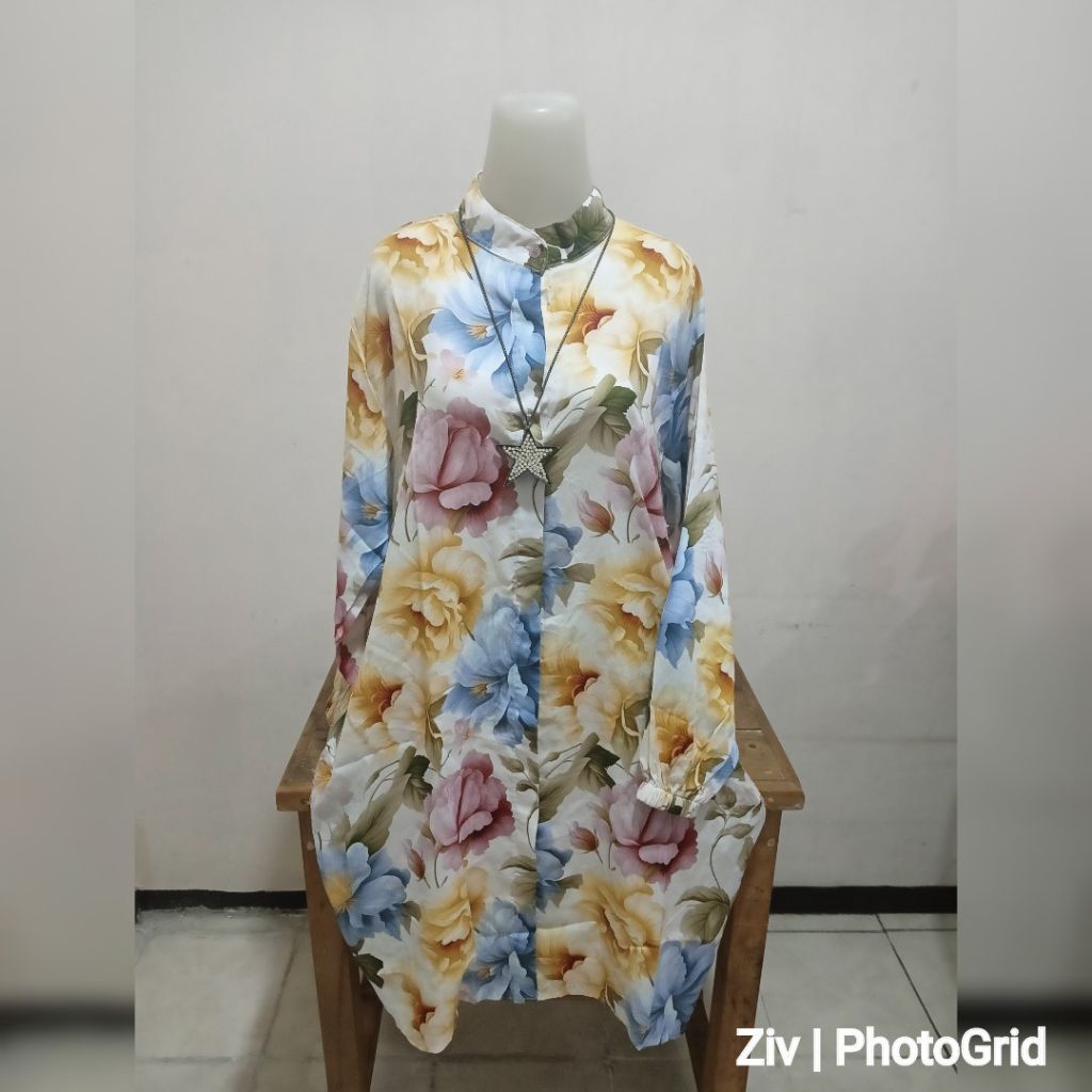 TUNIK WANITA MOTIF BUNGA KATUN RAYON T1626