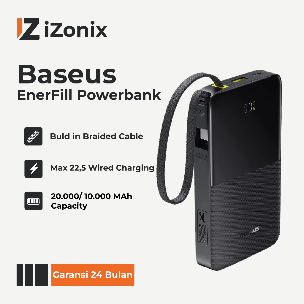 Baseus Bipow2 Pro EnerFill Power Bank 22.5W – PowerBank Digital Display Build-in Cable Type-C (Banda
