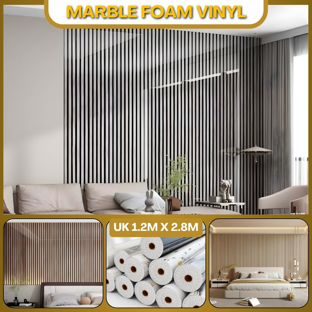 Marble Foam Roll Vinyl Stiker Wallfoam Dekorasi Ruang Tamu Motif Marmer Granit Glossy Aesthetic