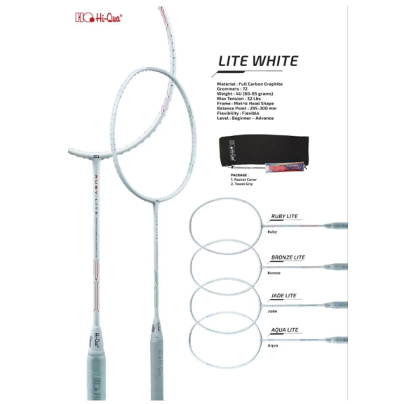 RAKET BADMINTON HIQUA WHITE LITE