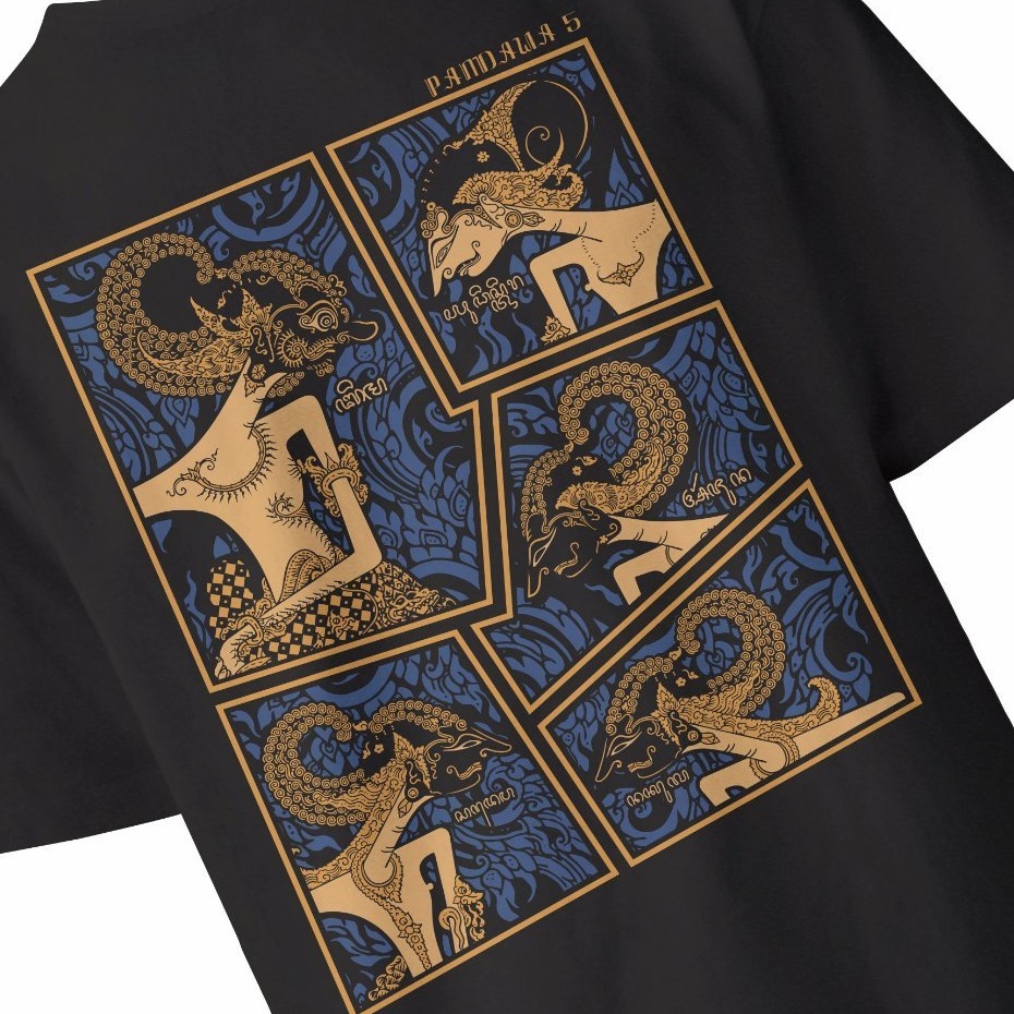 Kaos Wayang Pandawa Lima Bahan Cotton Combed