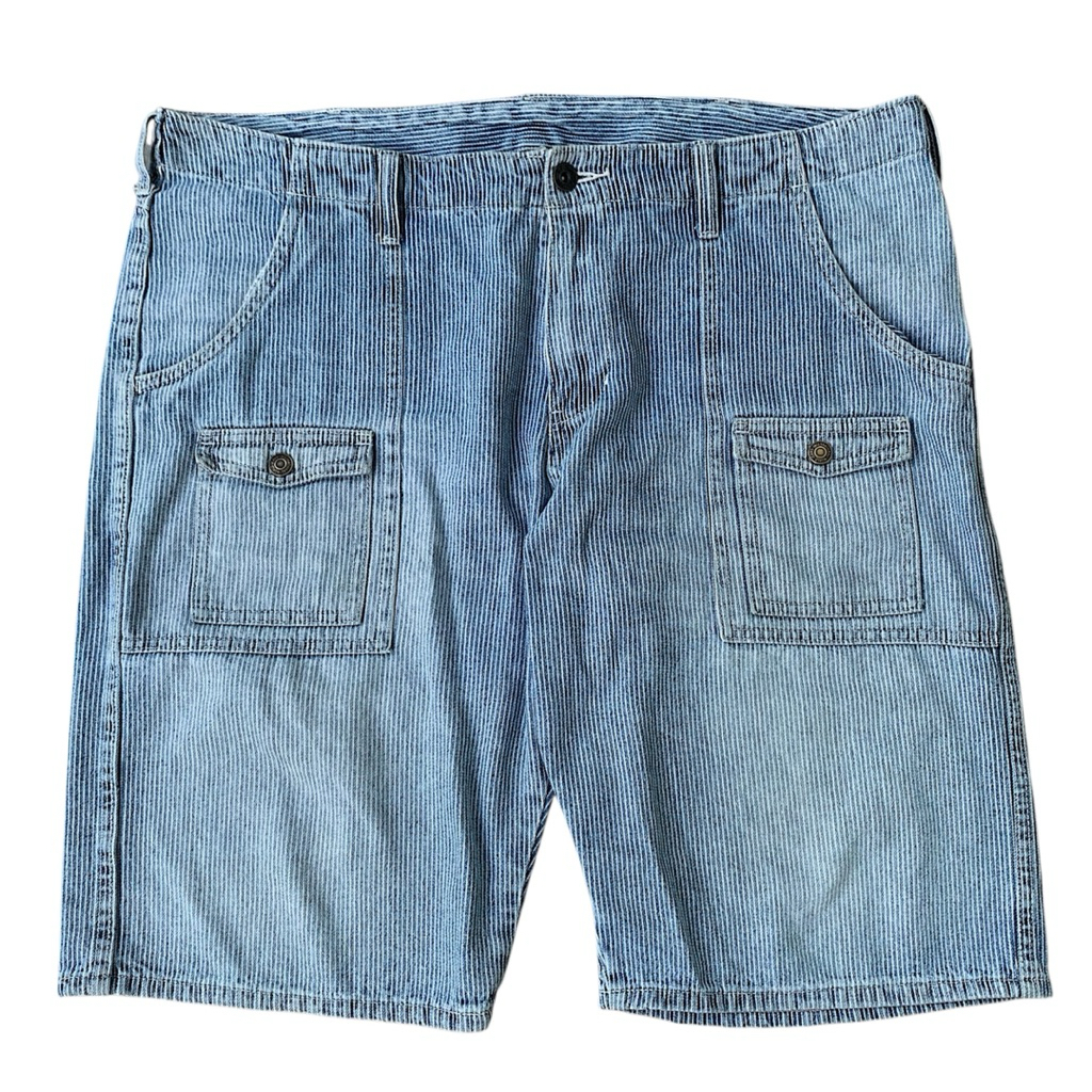 Celana Pendek GU Un1qlo Hickory Stripe Wabash Jeans Short Pants Jorts