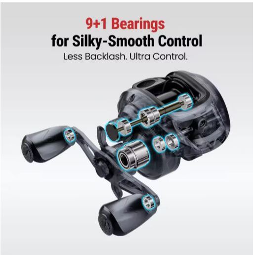 PISCIFUN Torrent Lite Ultra-Light Baitcasting Reel 7.1:1 Gear Ratio, 9+1 Bearings, Carbon Body, 6kg 