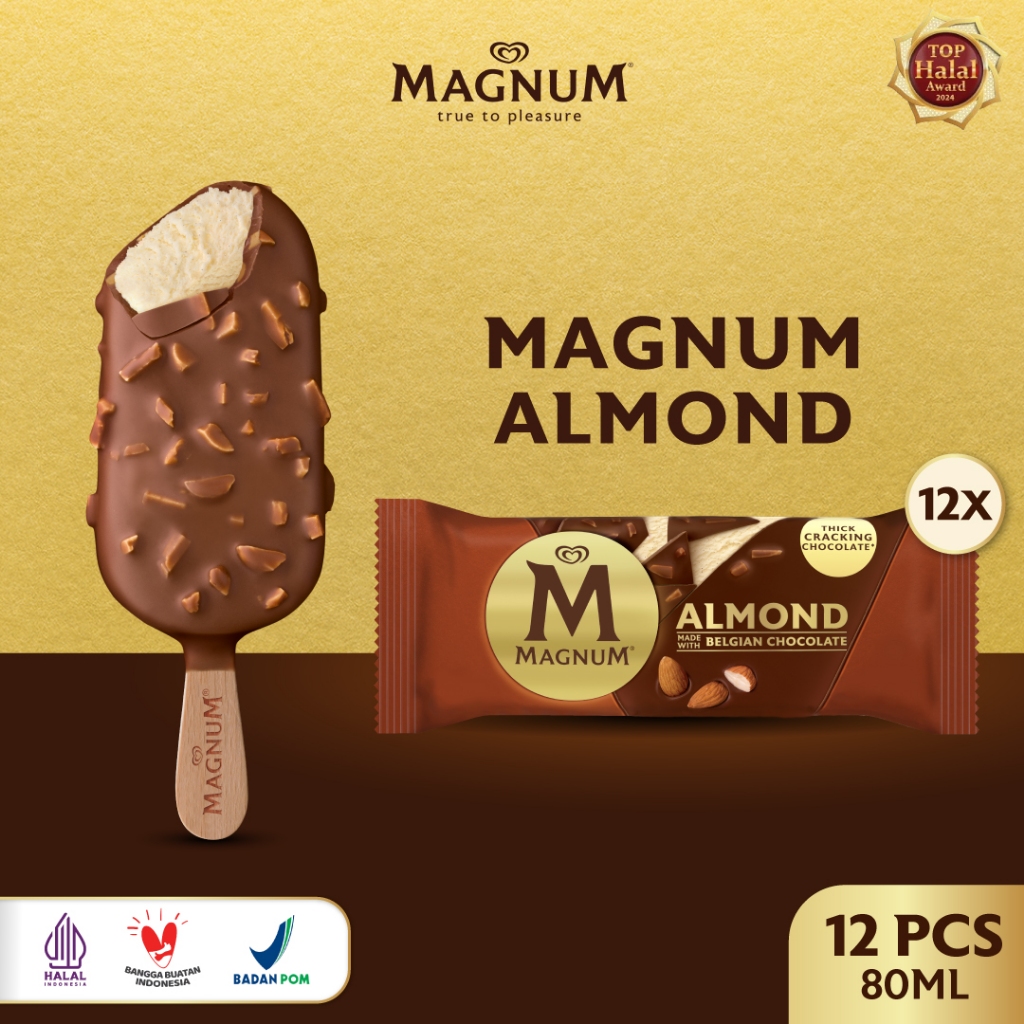 Magnum Almond 1/2 Carton - Es Krim / Ice Cream Wall's