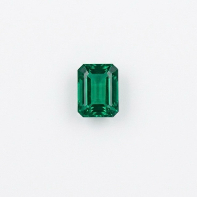 Lab Gemstone Emerald Cut Green Emerald 1 ct