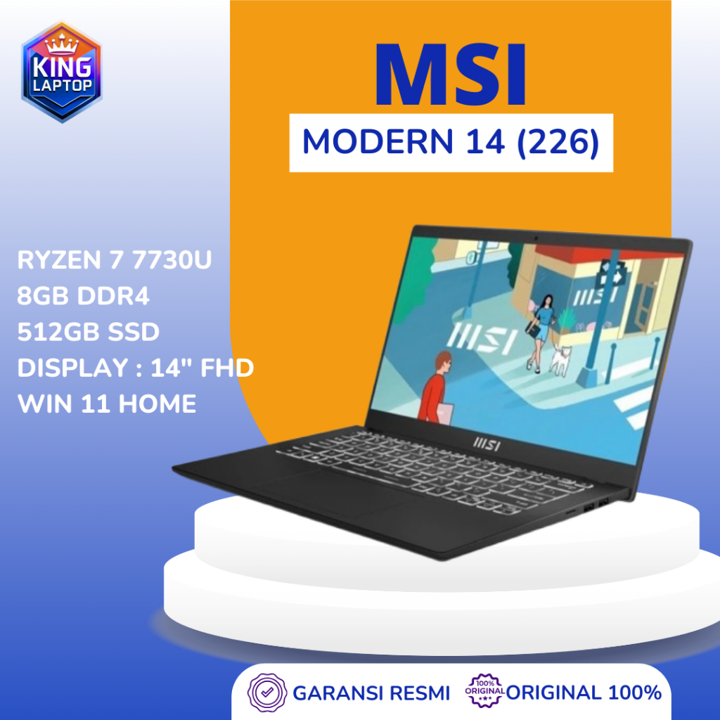 MSI Modern 14 (226) Ryzen 7 7730U 512GB SSD 8GB 14"FHD W11