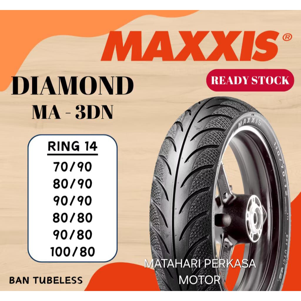 BAN LUAR MAXXIS DIAMOND MA 3DN TUBELESS RING 14