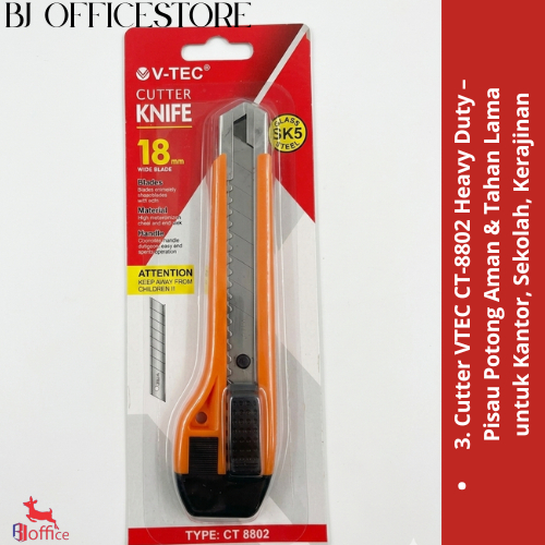 Cutter VTEC CT-8802 Heavy Duty – Pisau Potong Aman & Tahan Lama untuk Kantor, Sekolah, Kerajinan