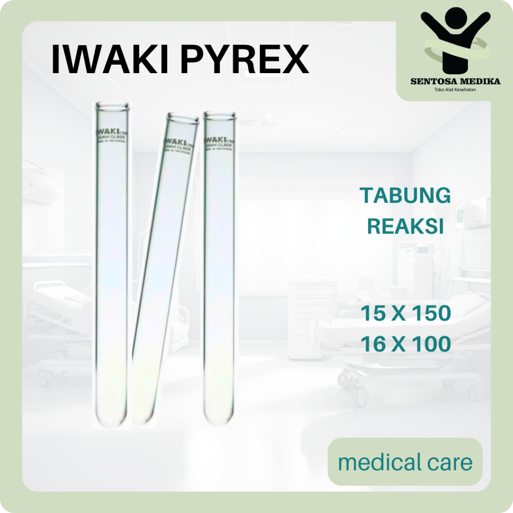 iwaki tabung reaksi gelas kaca laboratorium test tube pyrex
