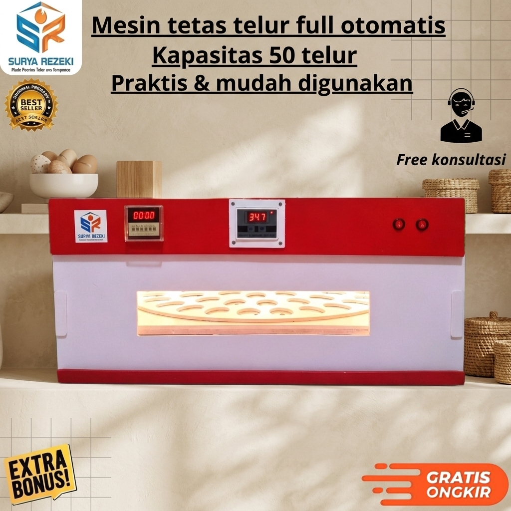 MESIN TETAS TELUR MESIN PENETAS TELUR KAPASITAS 50 TELUR AYAM BEBEK DAN BURUNG
