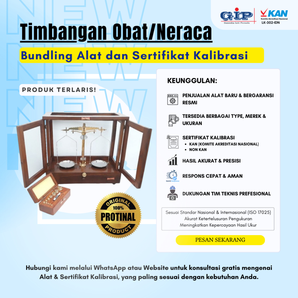 Neraca / Timbangan Miligram Farmasi Obat Apotek Kapasitas 50 gr & Sertifikat Kalibrasi