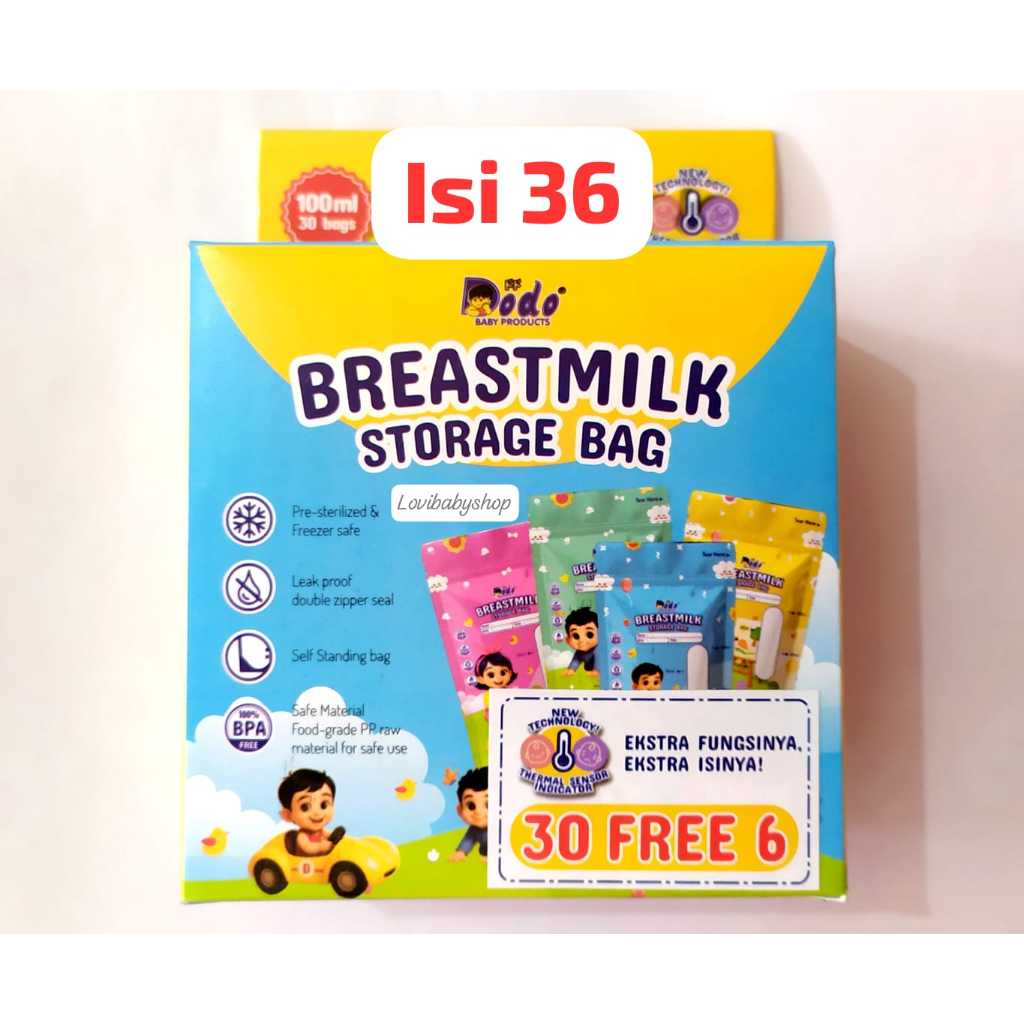 Dodo Breastmilk bags 100ml isi 36 lembar#Kantong Asi Dodo#Kantong Asi 100ml
