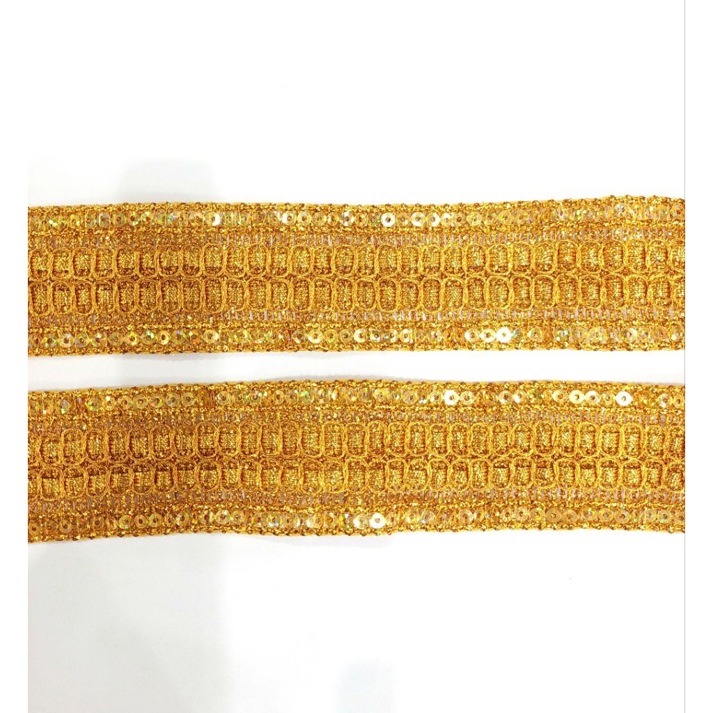 (METERAN) Renda 2128/renda mas lebar 4 cm/renda emas payet