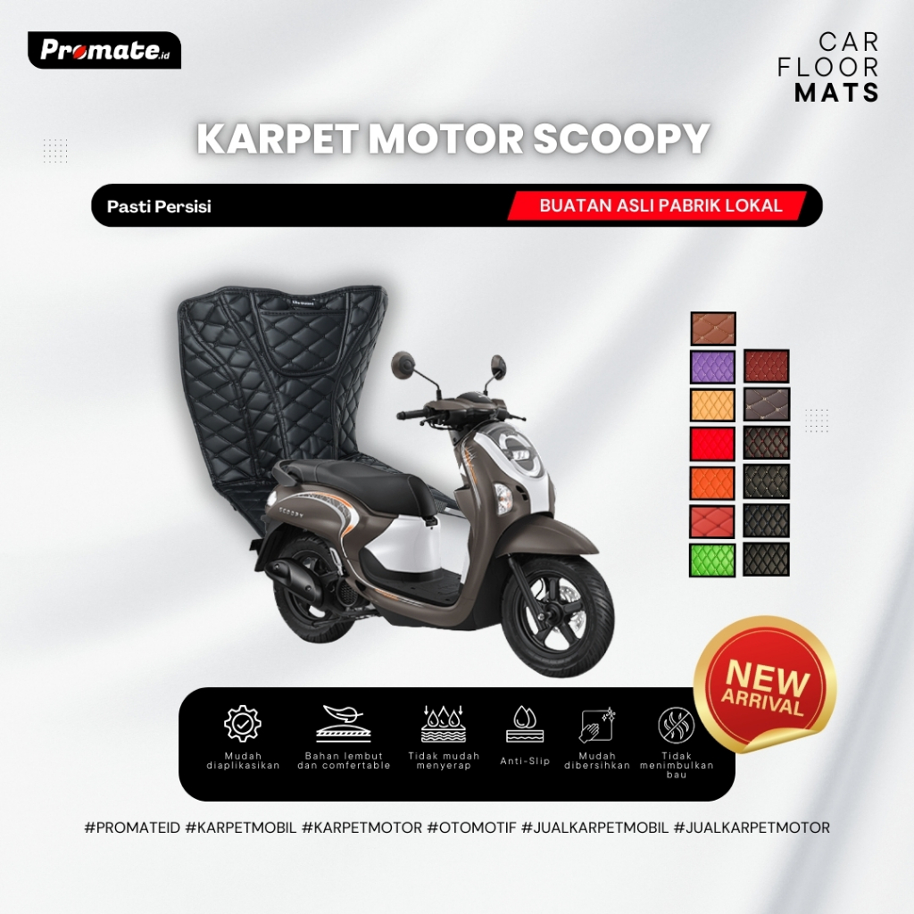 Promate Id Premium 3D Karpet Motor Honda Scoopy 2012-Now Aksesoris Leather PVC