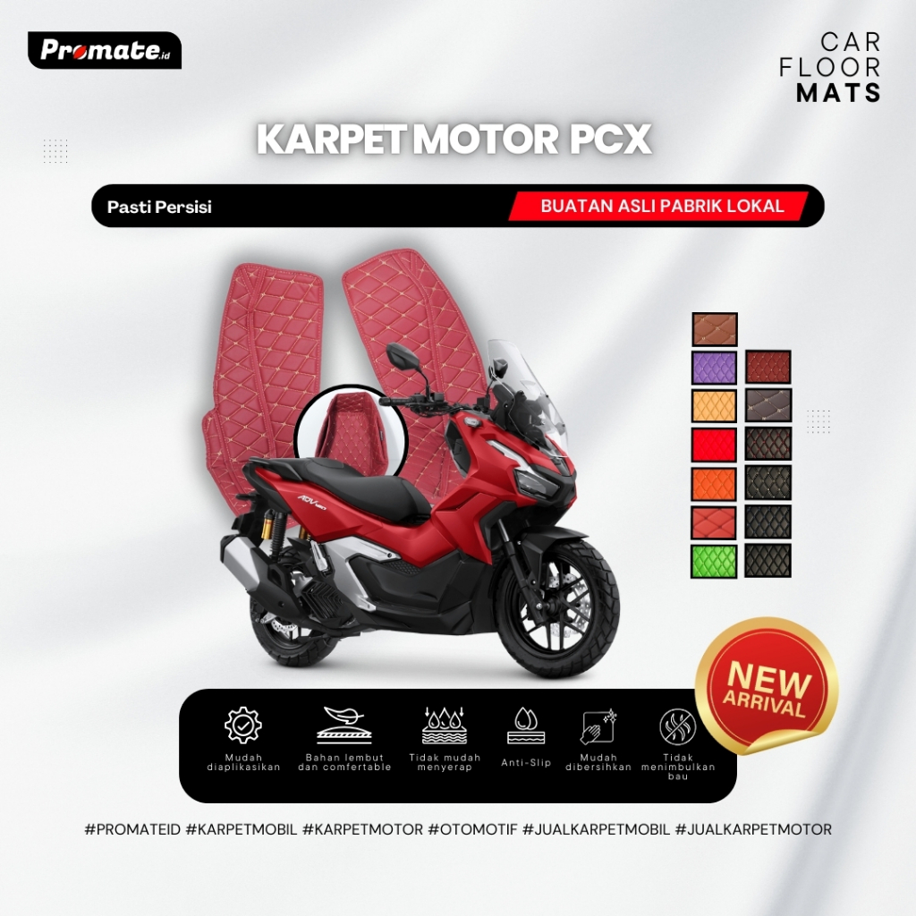 Promate Id Premium 3D Karpet Motor Honda PCX 2018-Now Aksesoris Leather PVC