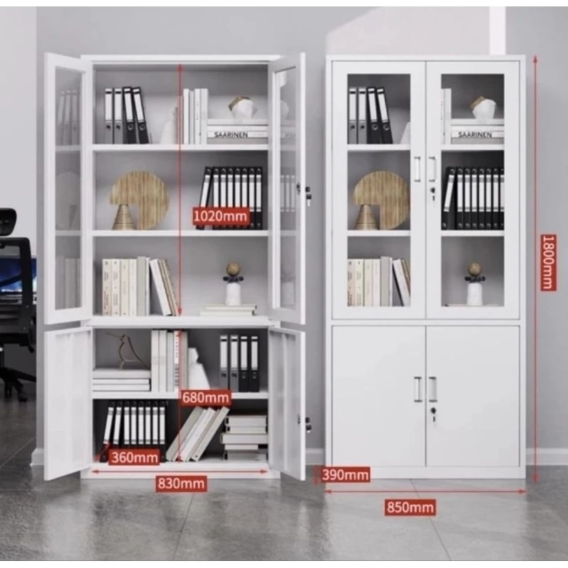 emari arsip plat besi pintu kaca kombinasi lemari besi arsip/file lemari kantor putih