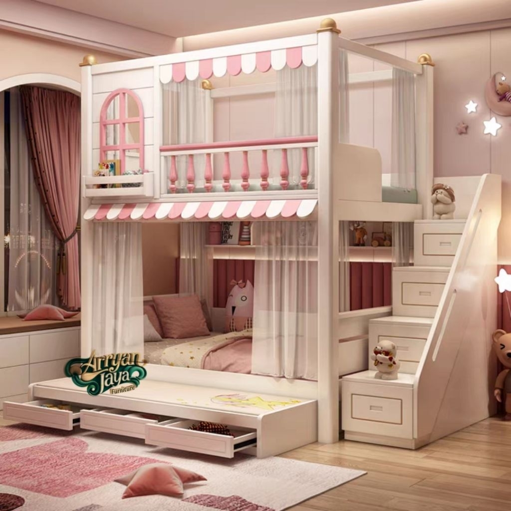 tempat tidur tingkat anak lemari / kasur tingakt / ranjang susun