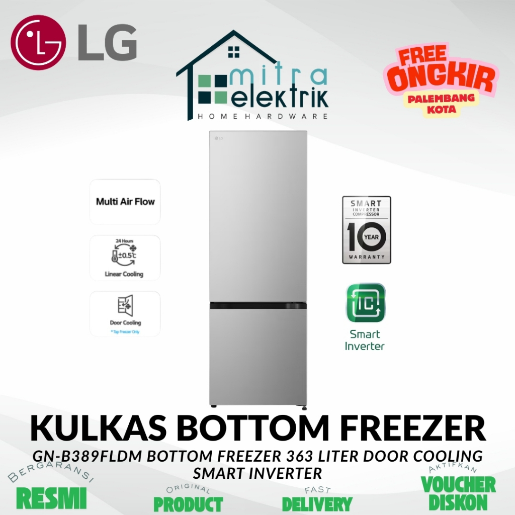 Kulkas LG GN-B389FLDM 2 Pintu Bottom Freezer Smart Inverter With Door Cooling System
