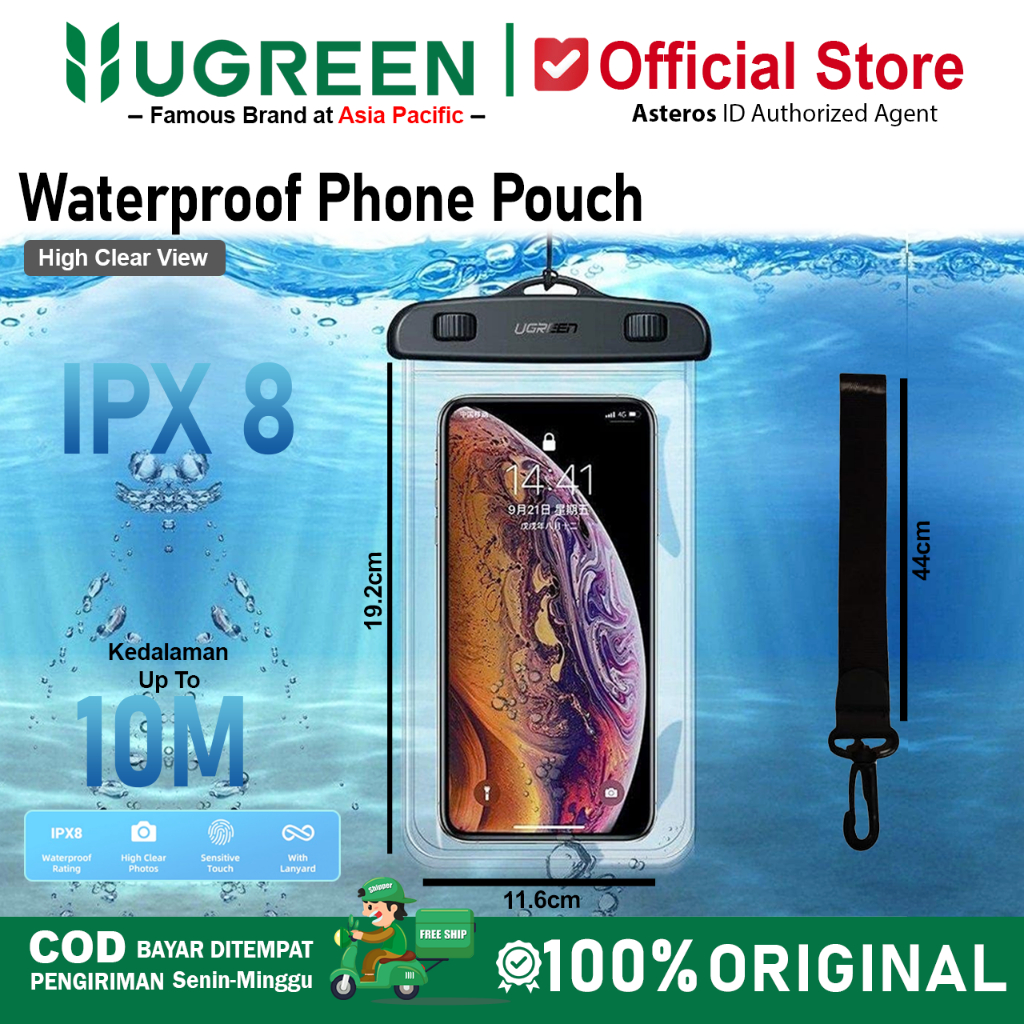UGREEN Waterproof Case HP Sarung Pelindung HP Anti Air Multifungsi