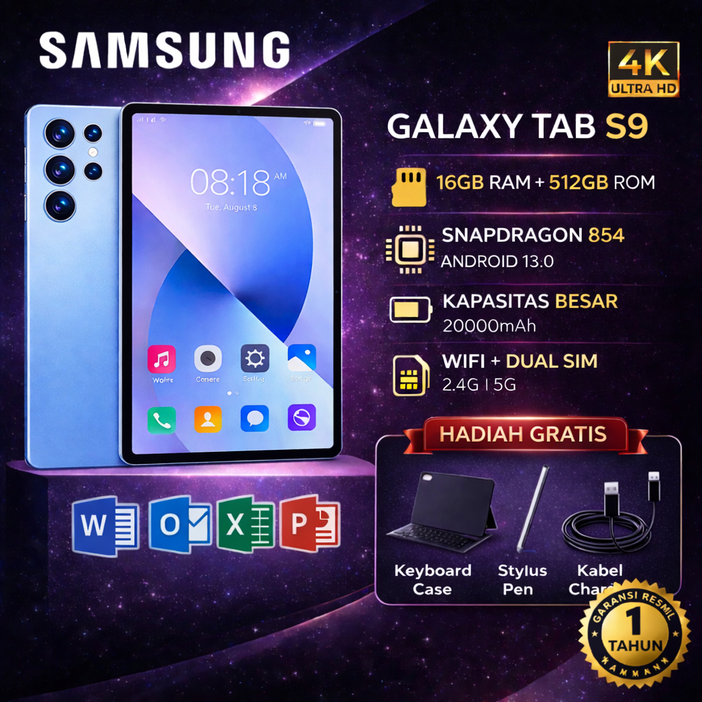 PROMO SUPER Samsung Galaxy Tab S9 Tablet | RAM 16GB ROM 512GB | Android 12 | Wi-Fi + SIM | Smart Pad