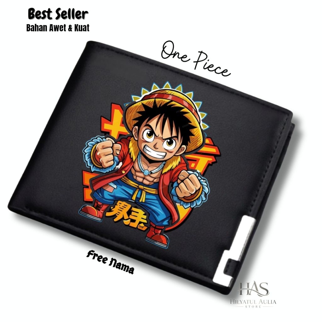 Dompet Unisex One Piece| Dompet Lipat Anak Custom Nama Tema One Piece | Dompet Anak Laki Laki Karakt