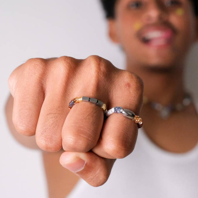 Kairi Ring Hematite Beads - Y2K Style (Unisex Man/Woman)