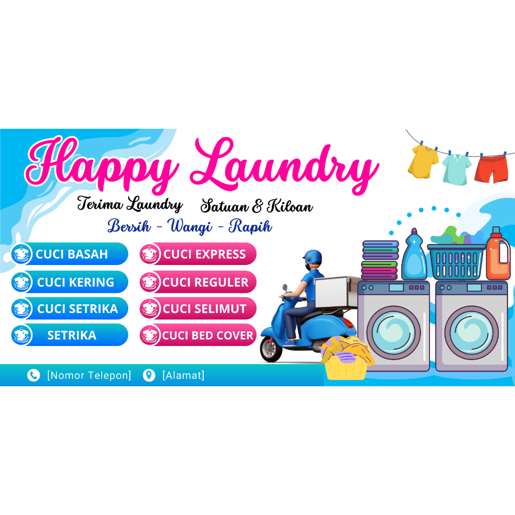 DESAIN SPANDUK BANNER Laundry Cuci Pakaian Ukuran 200x100 CM Banner Laundry