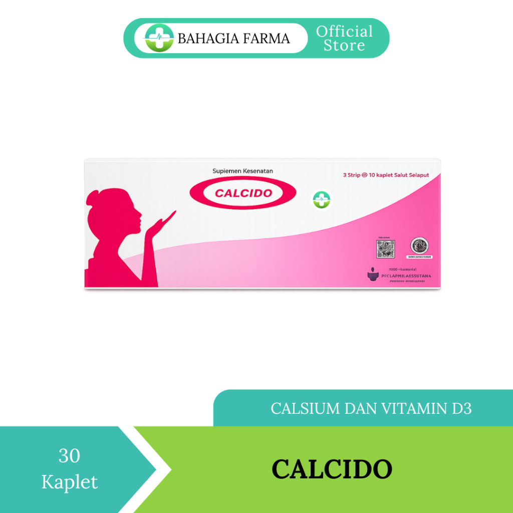 CALCIDO 30 Kaplet | Suplemen Kalsium Generasi Terbaru + Vitamin D3 400IU | Menjaga Kesehatan Tulang