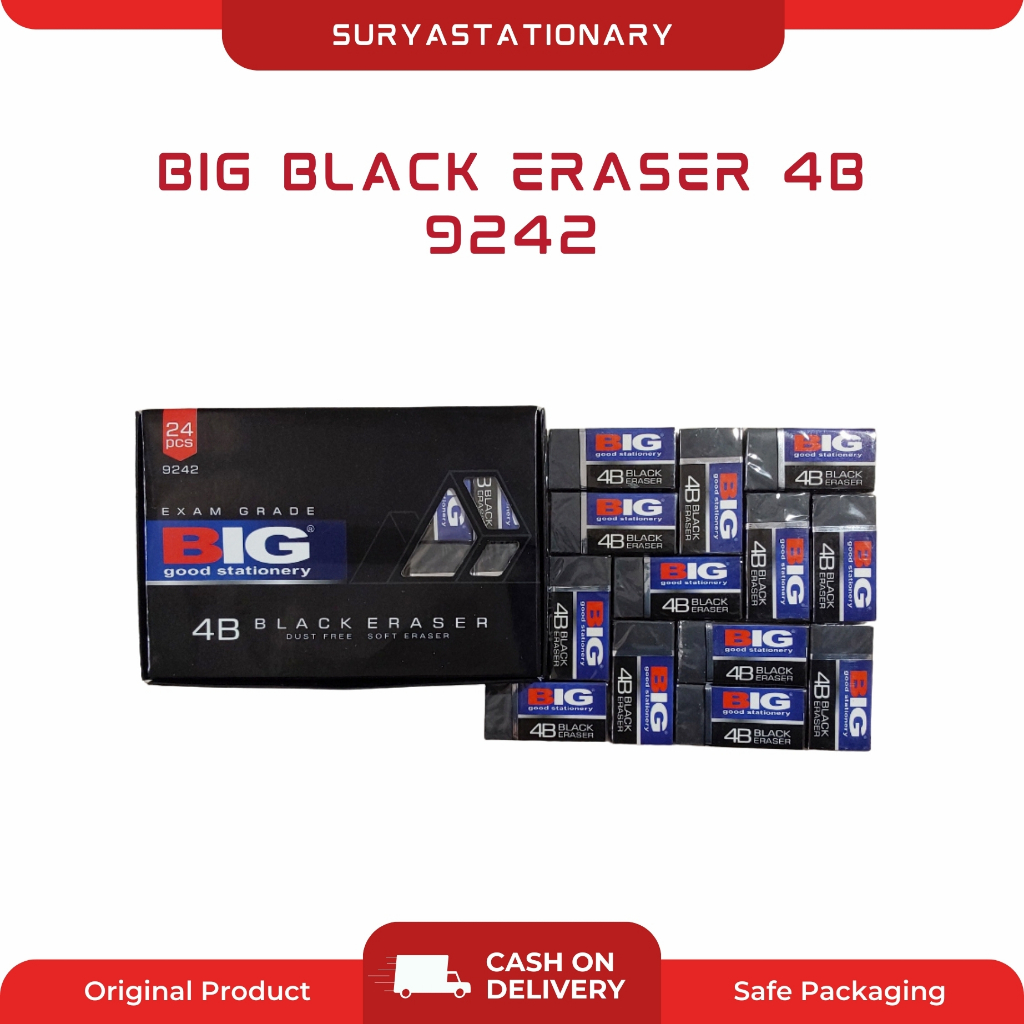 BIG BLACK ERASER 4B 9242 (PAK) / ERASER BIG HITAM/PENGHAPUS BIG